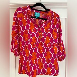 Bright Fushia/Orange 3/4 sleeve top